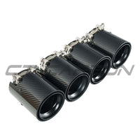 BMW M2/M3/M4/M5 F10/F80/F82/F83/F87 CARBON FIBRE EXHAUST TIPS - BLACK x4