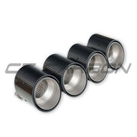 BMW M2, M3, M4 G87/G80/G81/G82/G83 CARBON EXHAUST TIPS - CHROME SLASH CUT (SET OF 4)