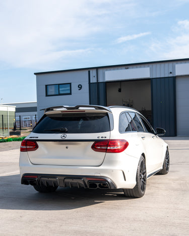 MERCEDES W205 C63 & C63S SALOON 4DR CARBON FIBRE DIFFUSER & EXHAUST TIPS - B STYLE-Diffuser-CT CARBON-CT Carbon - High-quality carbon fiber and gloss black aerodynamic parts for premium sports and luxury vehicles.