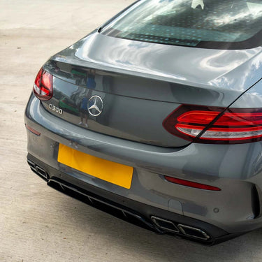 MERCEDES C-CLASS COUPE W205 GLOSS BLACK DIFFUSER & BLACK TIPS