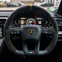 LAMBORGHINI URUS CARBON FIBRE / ALCANTARA FLAT BOTTOM CUSTOM STEERING WHEEL
