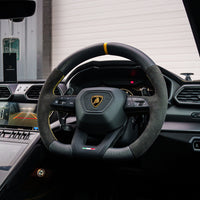 LAMBORGHINI URUS CARBON FIBRE / ALCANTARA FLAT BOTTOM CUSTOM STEERING WHEEL