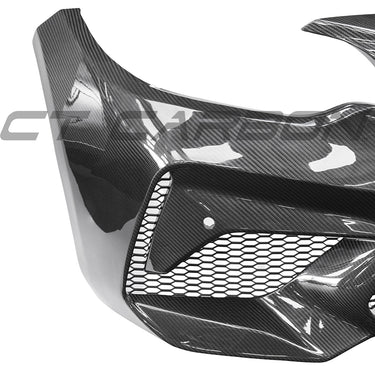 BMW F87 M2C CARBON PRE-PREG FIBRE FRONT BUMPER-Bumper-CT CARBON-CT Carbon - High-quality carbon fiber and gloss black aerodynamic parts for premium sports and luxury vehicles.