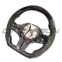 BMW GXX ALCANTARA/CARBON FIBRE FLAT BOTTOM STEERING WHEEL WITH HEATING & LED