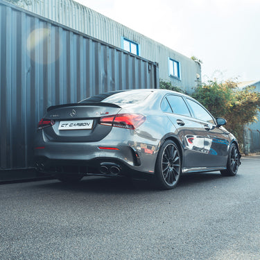 MERCEDES A-CLASS SALOON V177 GLOSS BLACK SPOILER-Spoiler-BLAK BY CT-CT Carbon - High-quality carbon fiber and gloss black aerodynamic parts for premium sports and luxury vehicles.