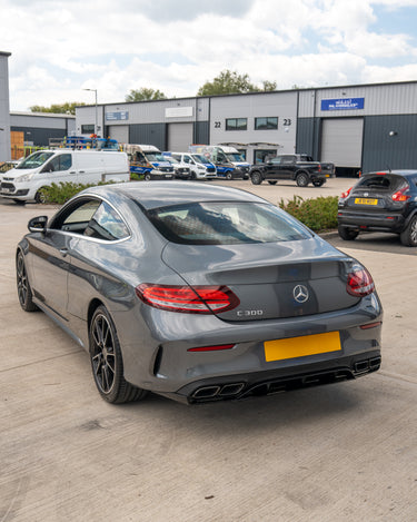MERCEDES C-CLASS COUPE W205 GLOSS BLACK DIFFUSER & BLACK TIPS-Diffuser-BLAK BY CT-CT Carbon - High-quality carbon fiber and gloss black aerodynamic parts for premium sports and luxury vehicles.