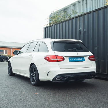 MERCEDES C-CLASS SALOON/ESTATE W205 GLOSS BLACK DIFFUSER & BLACK TIPS-Diffuser-BLAK BY CT-CT Carbon - High-quality carbon fiber and gloss black aerodynamic parts for premium sports and luxury vehicles.