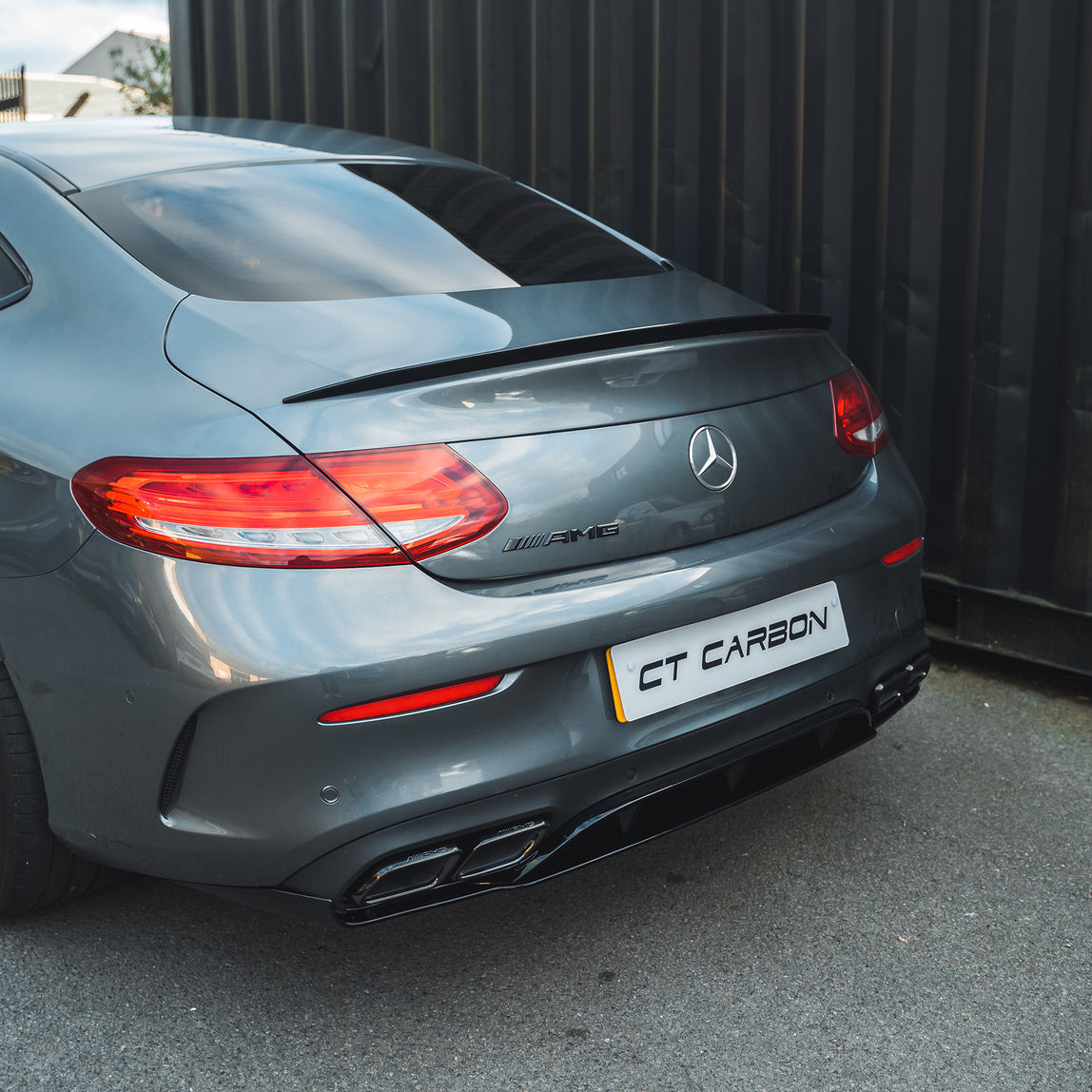 CT CARBON  MERCEDES C-CLASS COUPE W205 GLOSS BLACK DIFFUSER & TIPS – CT  Carbon
