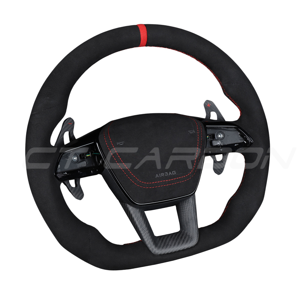 AUDI A6&frasl;S6&frasl;RS6 &amp; A7&frasl;S7&frasl;RS7 C8 FULL ALCANTARA FLAT BOTTOM CUSTOM STEERING  WHEEL