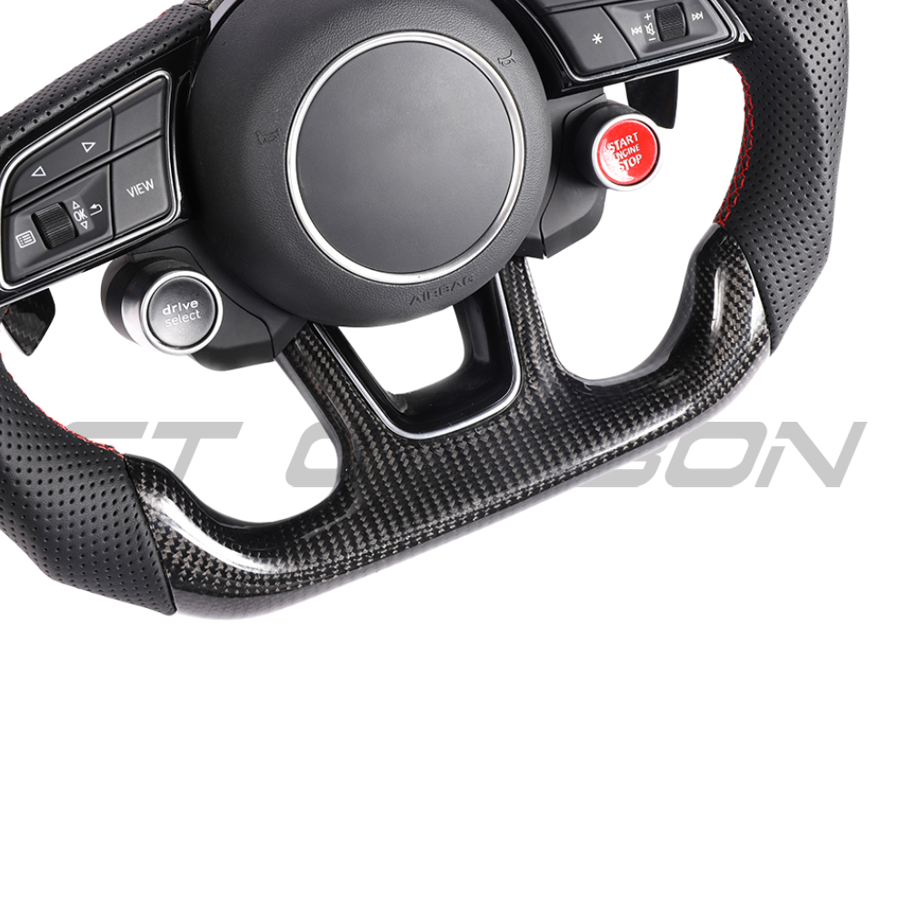 Ct Racing Wheel AUDI B9 8V FACELIFT CARBON FIBRE & LEATHER FLAT BOTTOM CUSTOM STEERING ...