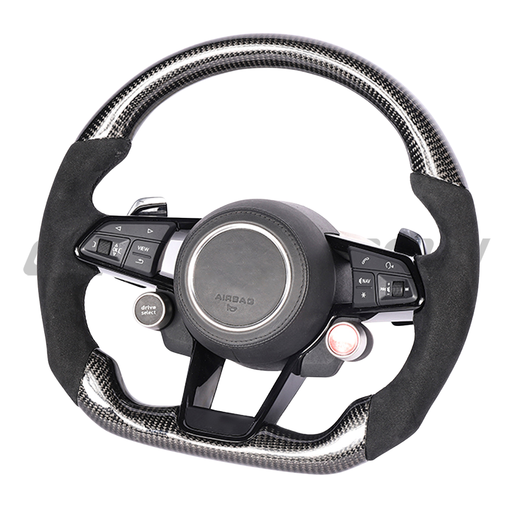AUDI R8 CARBON FIBRE/ ALCANTARA FLAT BOTTOM CUSTOM STEERING WHEEL | CT ...