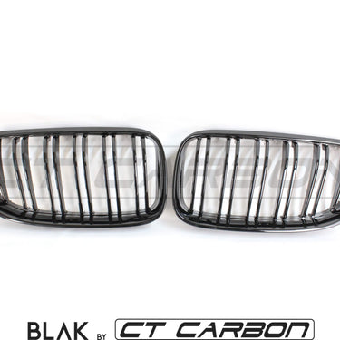 BLAK BY CT GRILLE BMW 3 SERIES E92 & E93 LCI DOUBLE SLAT BLACK GRILLES - BLAK BY CT CARBON