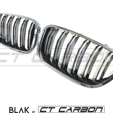 BLAK BY CT GRILLE BMW F10 M5 & 5 SERIES BLACK DOUBLE SLAT GRILLES - BLAK BY CT CARBON