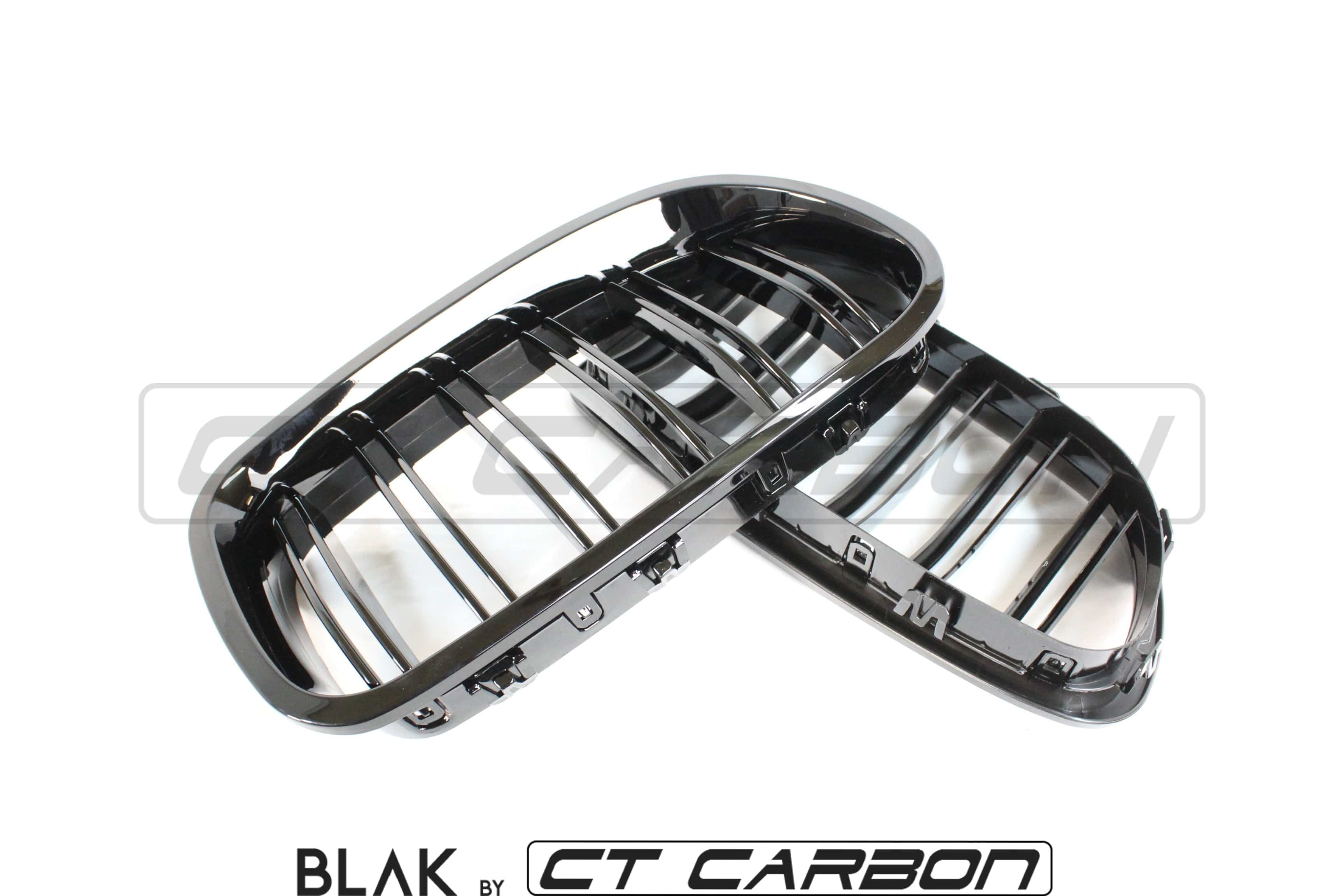 BLAK BY CT GRILLE BMW F10 M5 & 5 SERIES BLACK DOUBLE SLAT GRILLES - BLAK BY CT CARBON