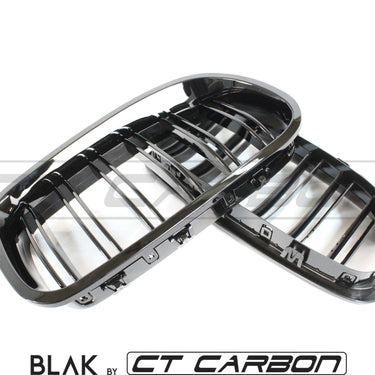 BLAK BY CT GRILLE BMW F10 M5 & 5 SERIES BLACK DOUBLE SLAT GRILLES - BLAK BY CT CARBON