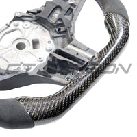 BMW Gxx 5,8,X3,X4,X5,X6,X7,M5,M8,X3M,X4M,X5M,X6M,X7M CARBON FIBRE / ALCANTARA FLAT BOTTOM STEERING WHEEL WITH HEATING