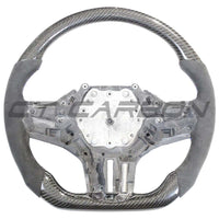 BMW Gxx M2,M3,M4 1,2,3,4 SERIES CARBON FIBRE / ALCANTARA FLAT BOTTOM STEERING WHEEL WITH HEATING