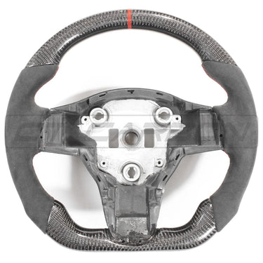 CT CARBON Steering Wheel TESLA MODEL 3 & Y CARBON FIBRE / ALCANTARA FLAT BOTTOM STEERING WHEEL