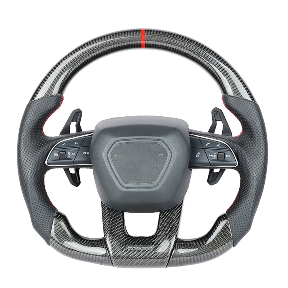 LAMBORGHINI URUS CARBON FIBRE / LEATHER FLAT BOTTOM CUSTOM STEERING WHEEL