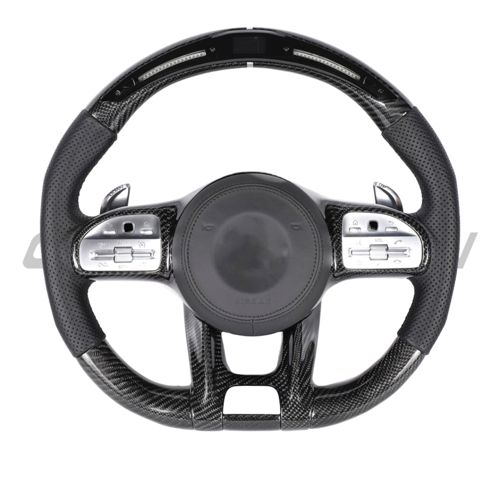 MERCEDES BENZ CARBON FIBRE / LEATHER LED CUSTOM STEERING WHEEL | CT ...
