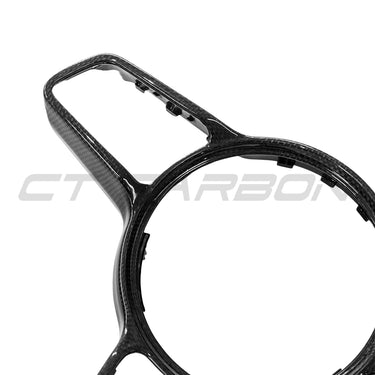 PORSCHE 911/CAYMAN/BOXSTER/CAYENNE/MACAN 2013+ STEERING WHEEL TRIM-Accessories-CT CARBON-CT Carbon - High-quality carbon fiber and gloss black aerodynamic parts for premium sports and luxury vehicles.